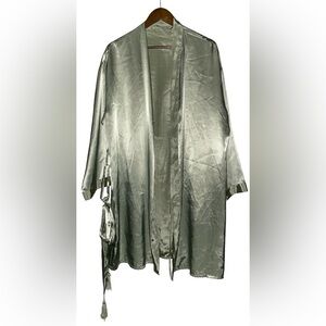 Valerie Stevens Satin Robe Long Sleeve Self Tie Loungewear Women Size L